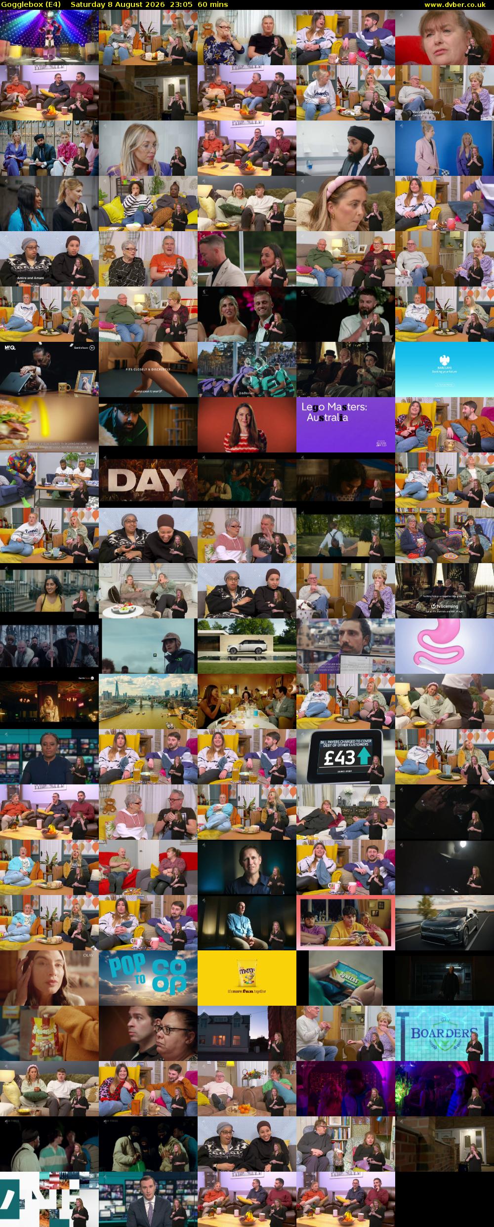 Gogglebox (E4) Saturday 8 August 2026 23:05 - 00:05