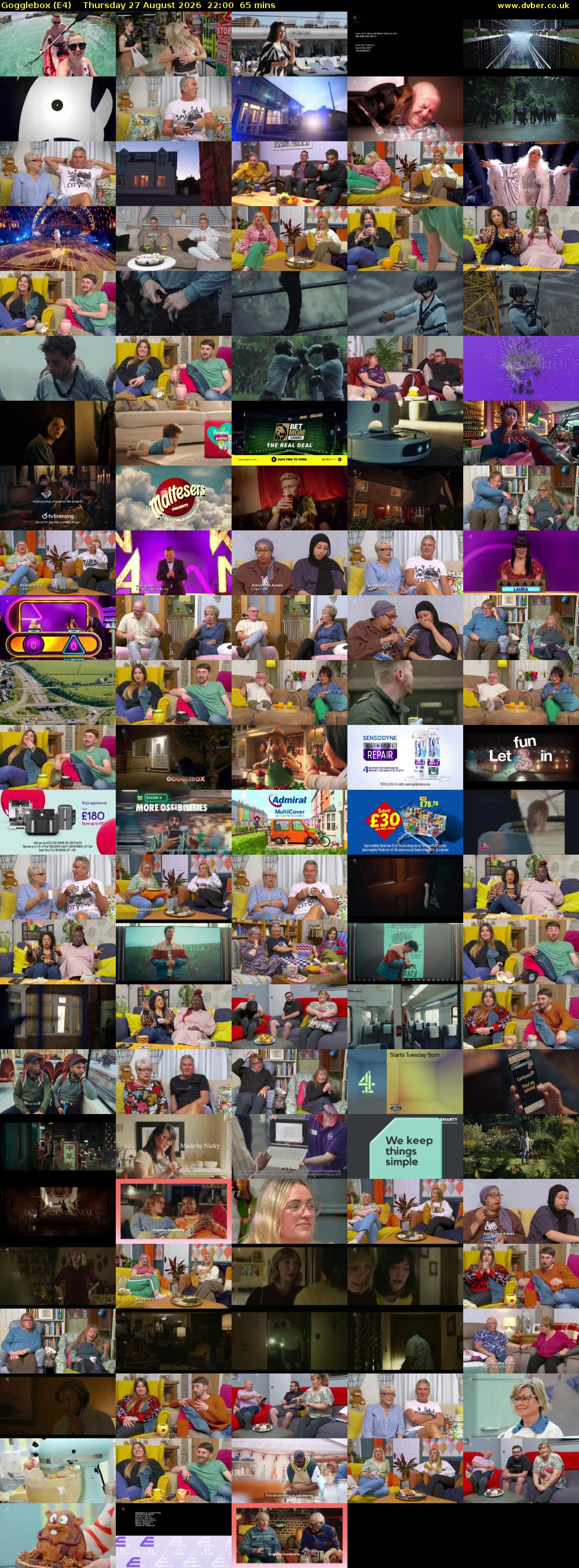 Gogglebox (E4) Thursday 27 August 2026 22:00 - 23:05