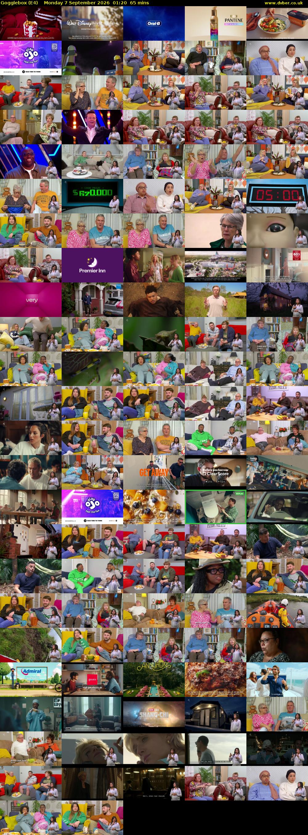 Gogglebox (E4) Monday 7 September 2026 01:20 - 02:25