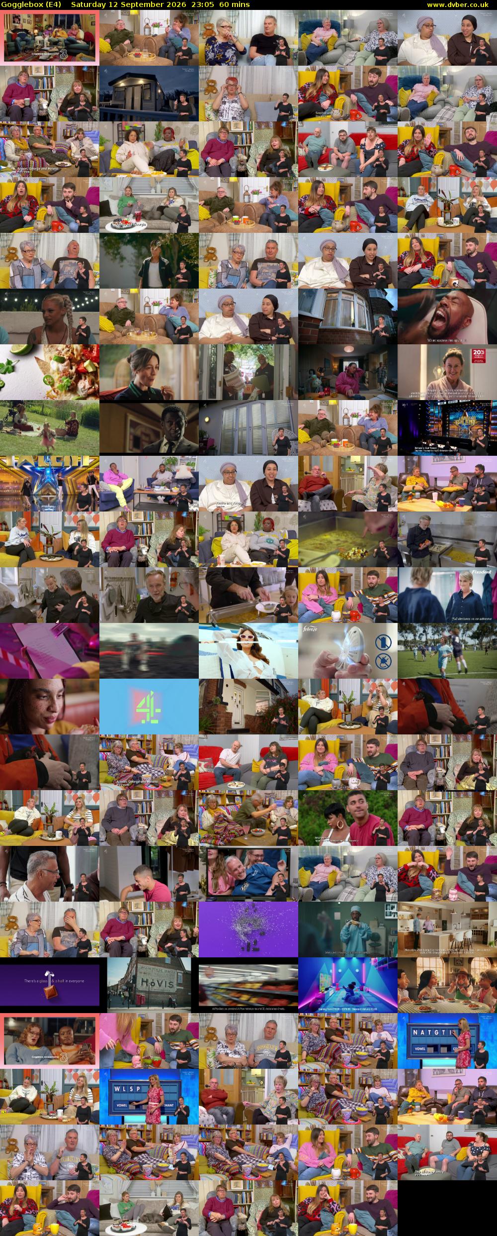 Gogglebox (E4) Saturday 12 September 2026 23:05 - 00:05