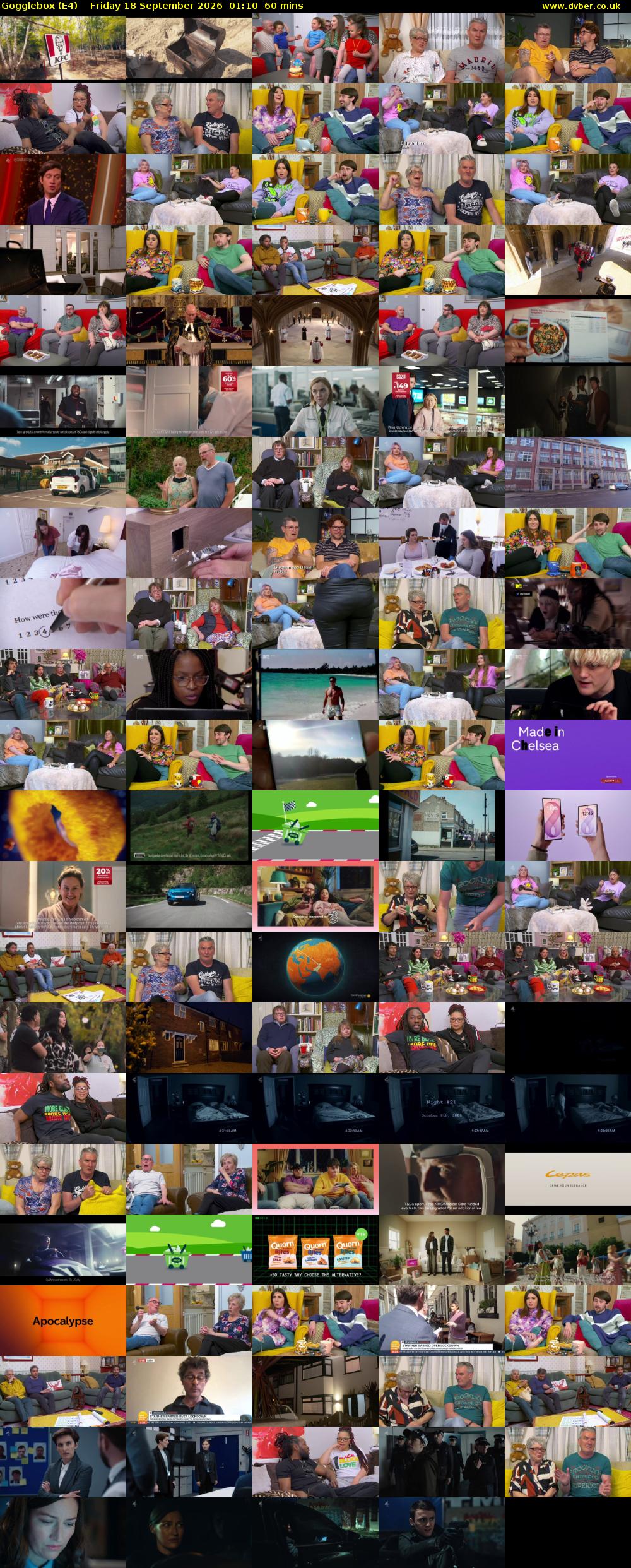 Gogglebox (E4) Friday 18 September 2026 01:10 - 02:10
