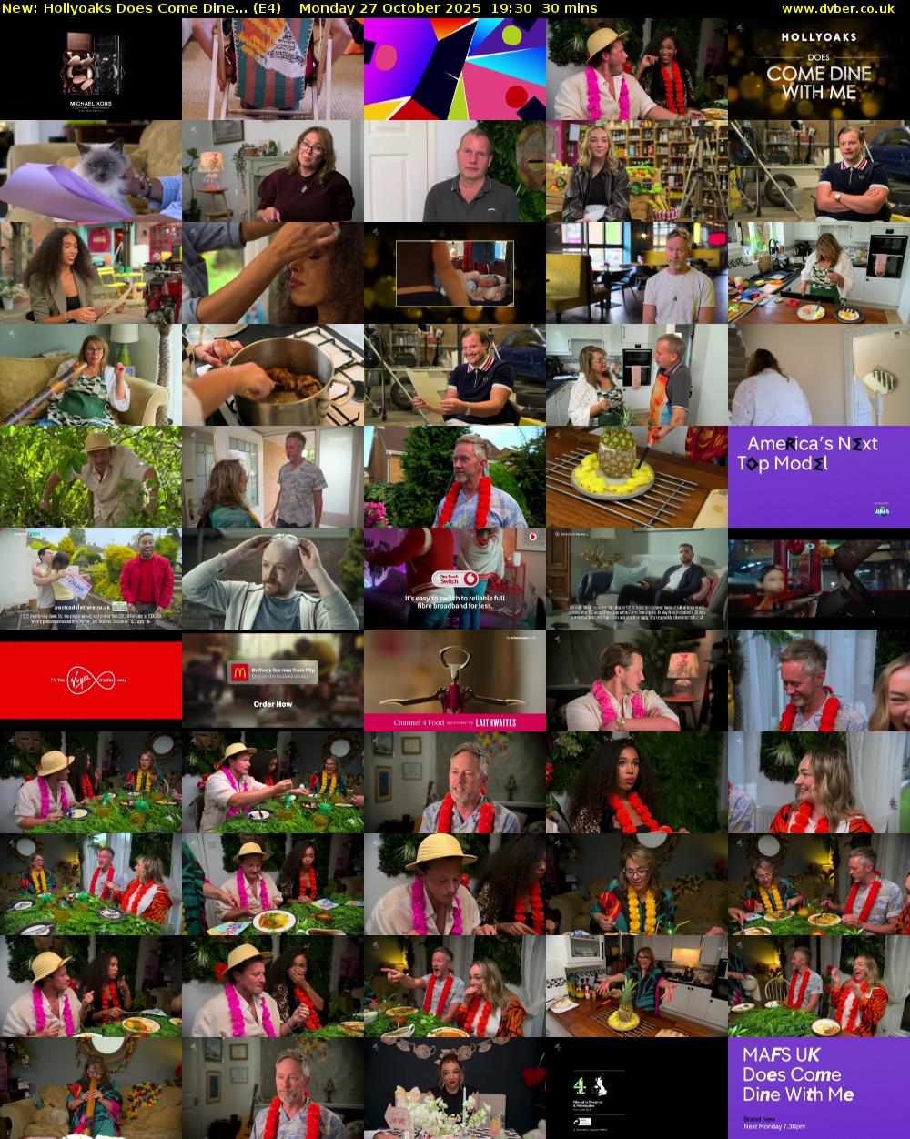 Hollyoaks Does Come Dine... (E4) Monday 27 October 2025 19:30 - 20:00