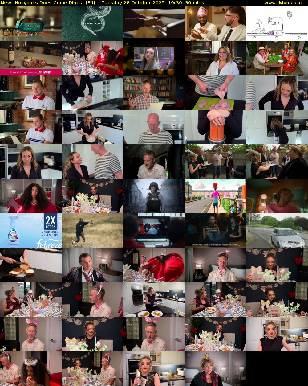 Hollyoaks Does Come Dine... (E4) Tuesday 28 October 2025 19:30 - 20:00