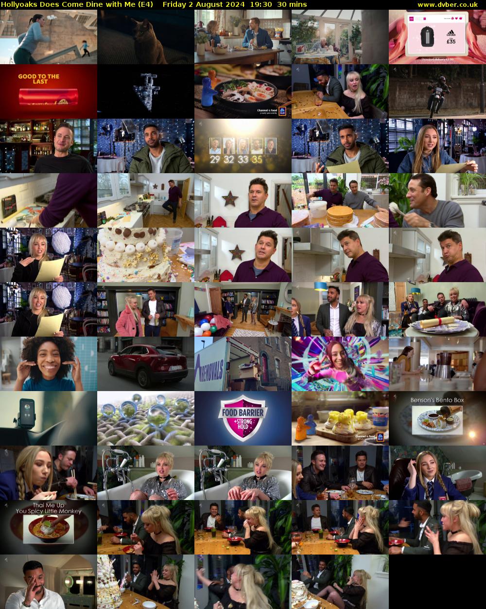 Hollyoaks Does Come Dine with Me (E4) Friday 2 August 2024 19:30 - 20:00