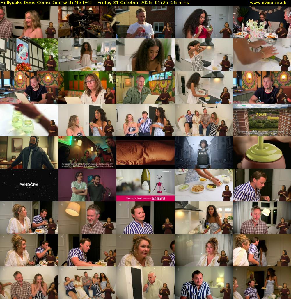 Hollyoaks Does Come Dine with Me (E4) Friday 31 October 2025 01:25 - 01:50