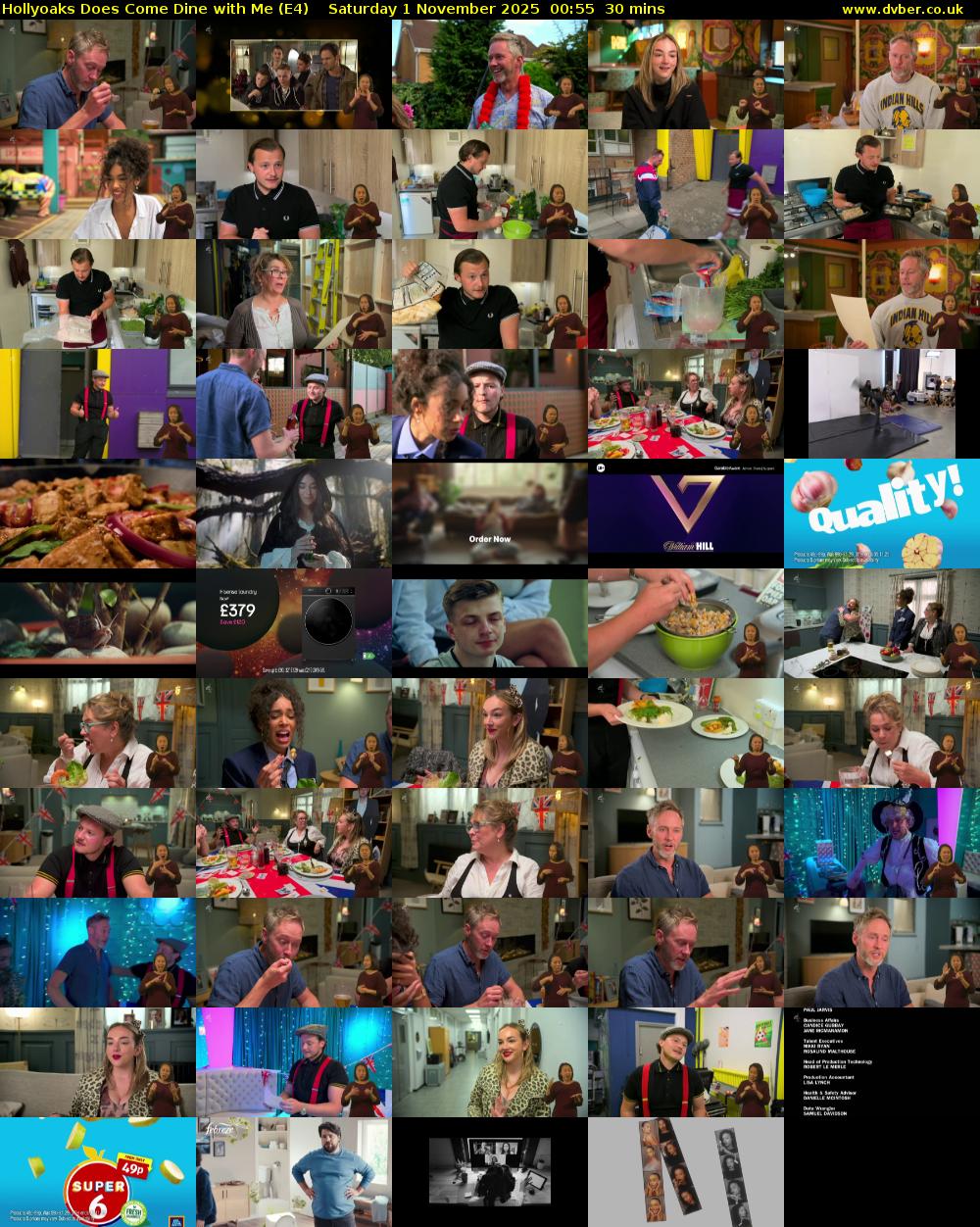 Hollyoaks Does Come Dine with Me (E4) Saturday 1 November 2025 00:55 - 01:25