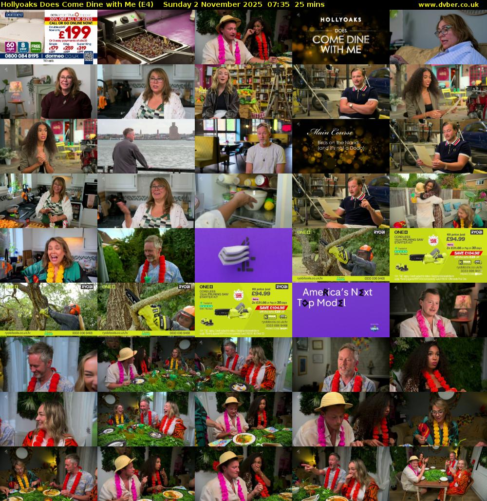 Hollyoaks Does Come Dine with Me (E4) Sunday 2 November 2025 07:35 - 08:00