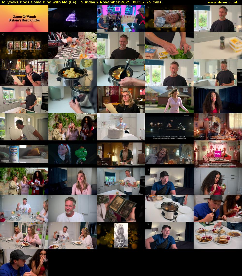Hollyoaks Does Come Dine with Me (E4) Sunday 2 November 2025 08:35 - 09:00