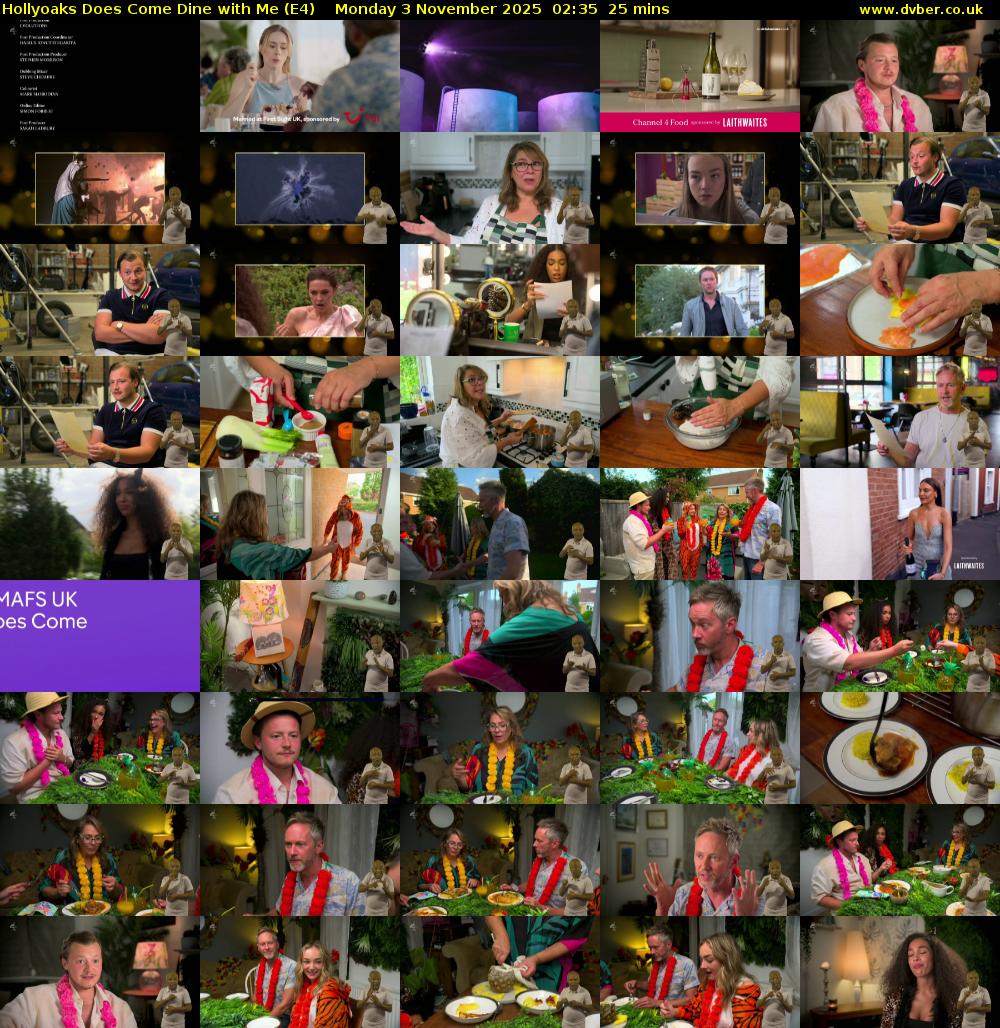 Hollyoaks Does Come Dine with Me (E4) Monday 3 November 2025 02:35 - 03:00