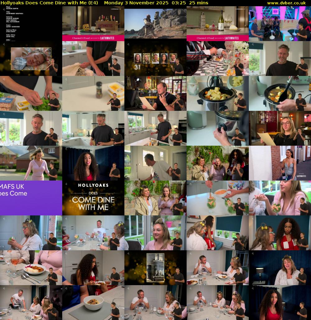 Hollyoaks Does Come Dine with Me (E4) Monday 3 November 2025 03:25 - 03:50