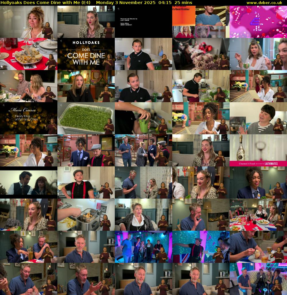 Hollyoaks Does Come Dine with Me (E4) Monday 3 November 2025 04:15 - 04:40