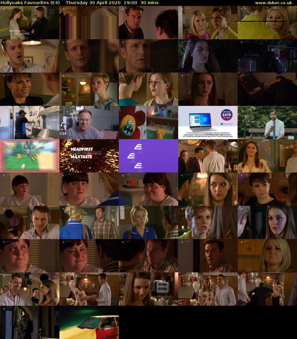 Hollyoaks Favourites (E4) Thursday 30 April 2020 19:00 - 19:30