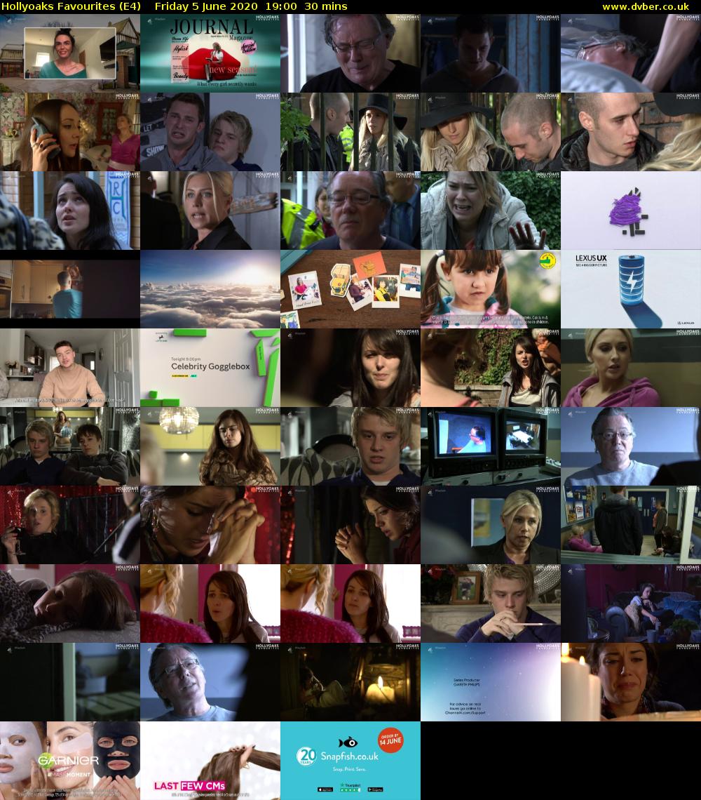 Hollyoaks Favourites (E4) Friday 5 June 2020 19:00 - 19:30