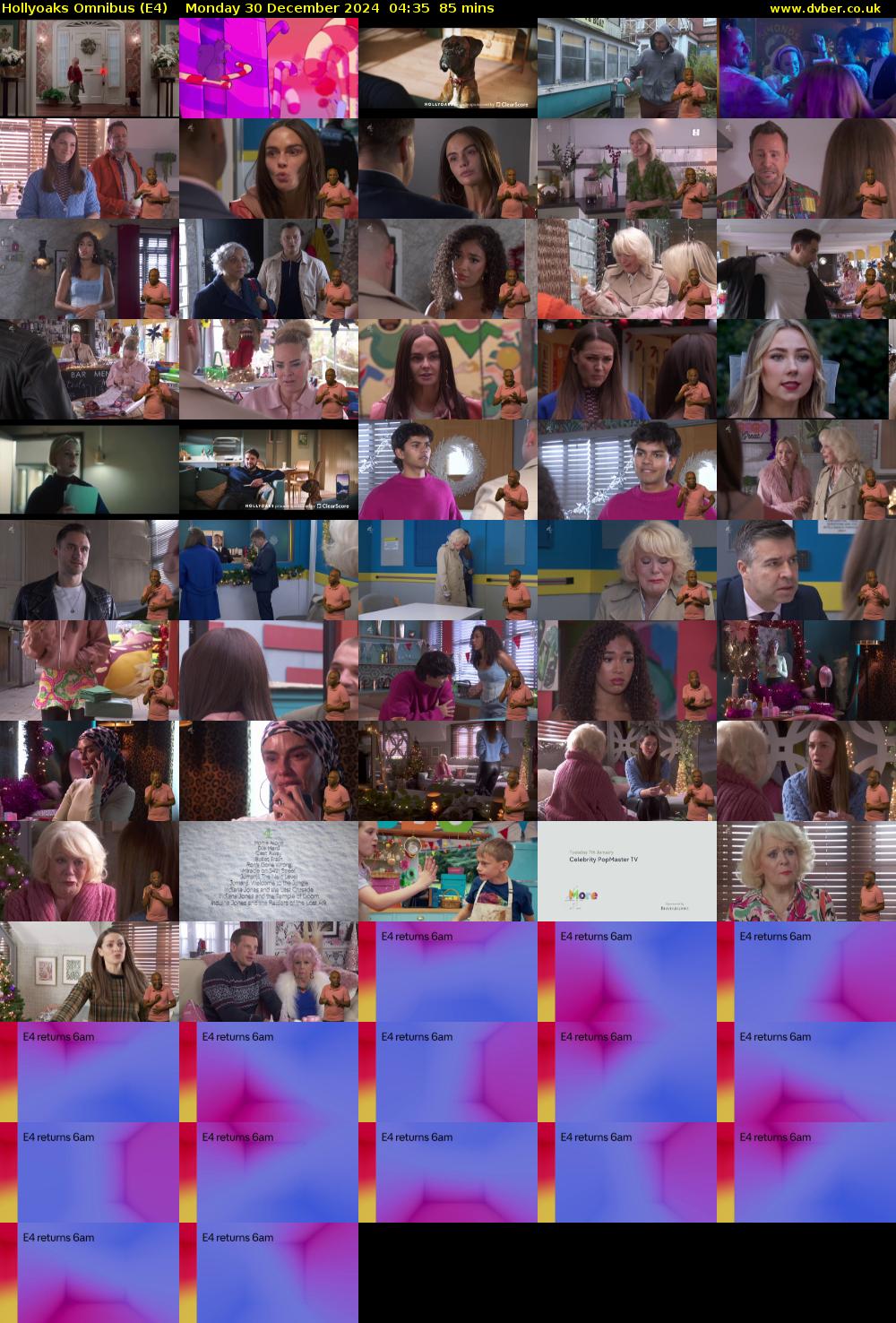 Hollyoaks Omnibus (E4) Monday 30 December 2024 04:35 - 06:00