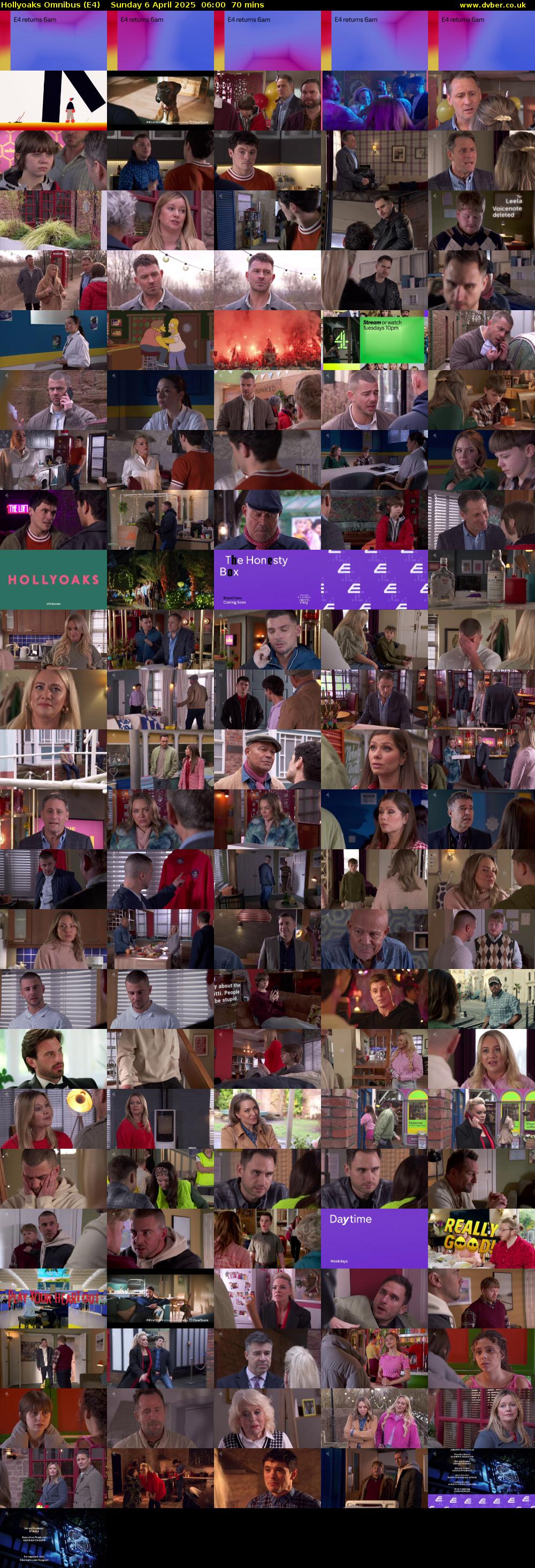 Hollyoaks Omnibus (E4) Sunday 6 April 2025 06:00 - 07:10