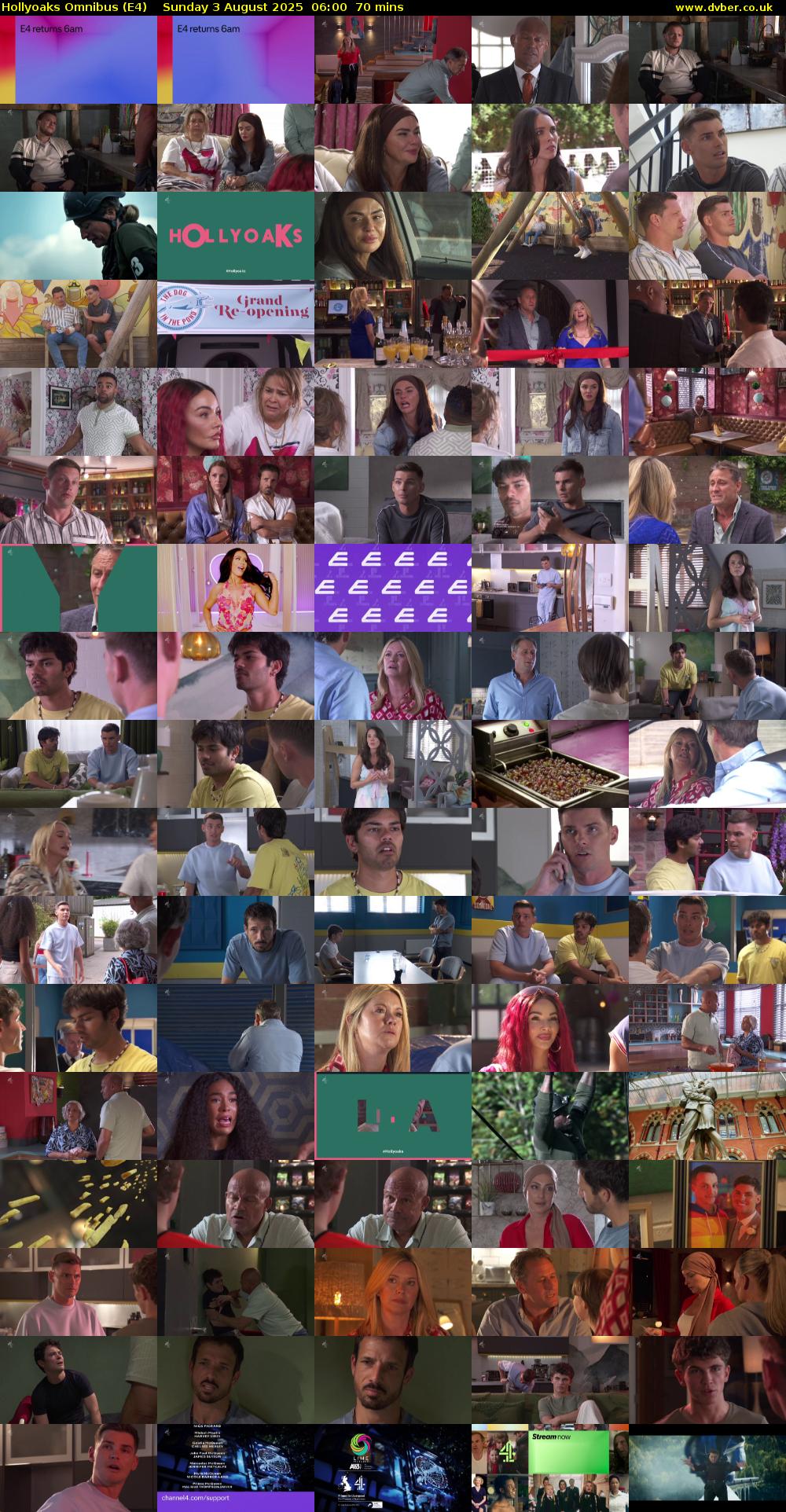 Hollyoaks Omnibus (E4) Sunday 3 August 2025 06:00 - 07:10