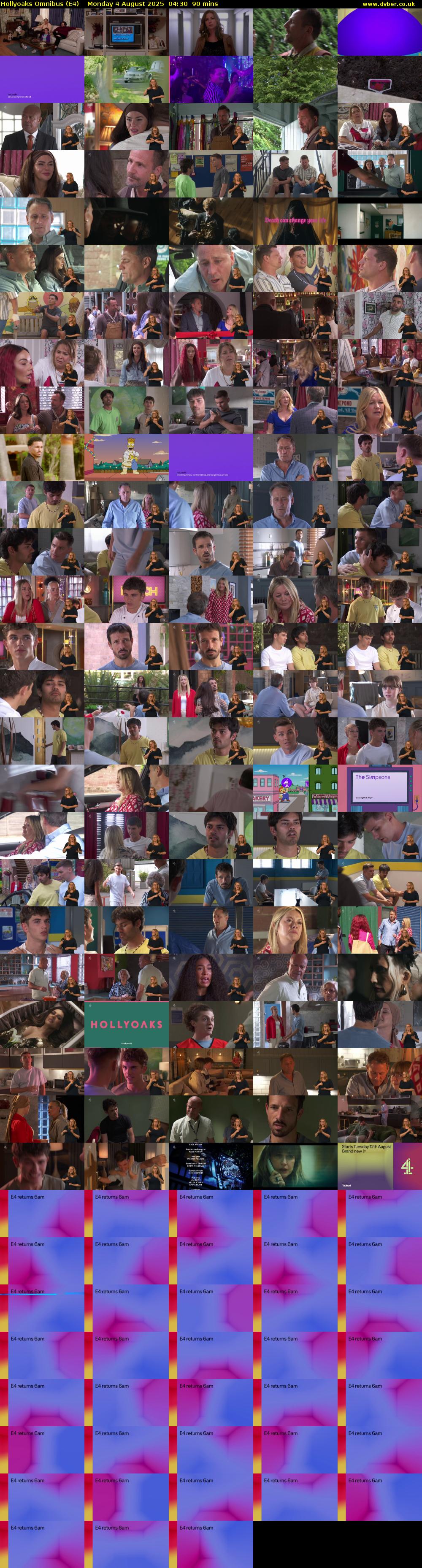 Hollyoaks Omnibus (E4) Monday 4 August 2025 04:30 - 06:00