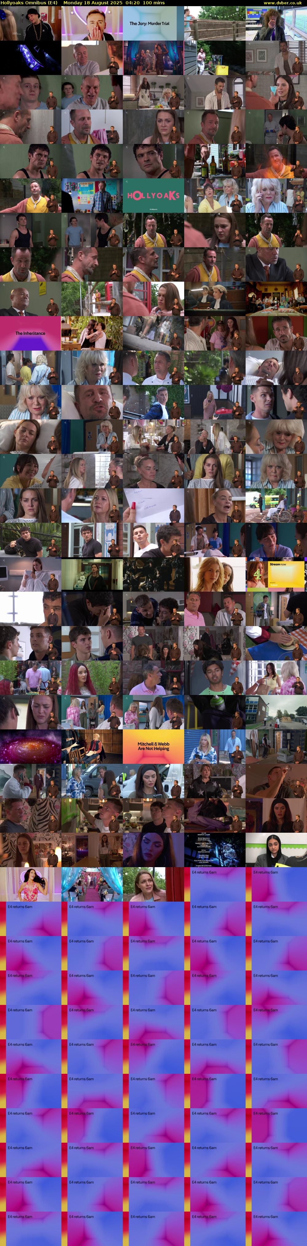 Hollyoaks Omnibus (E4) Monday 18 August 2025 04:20 - 06:00