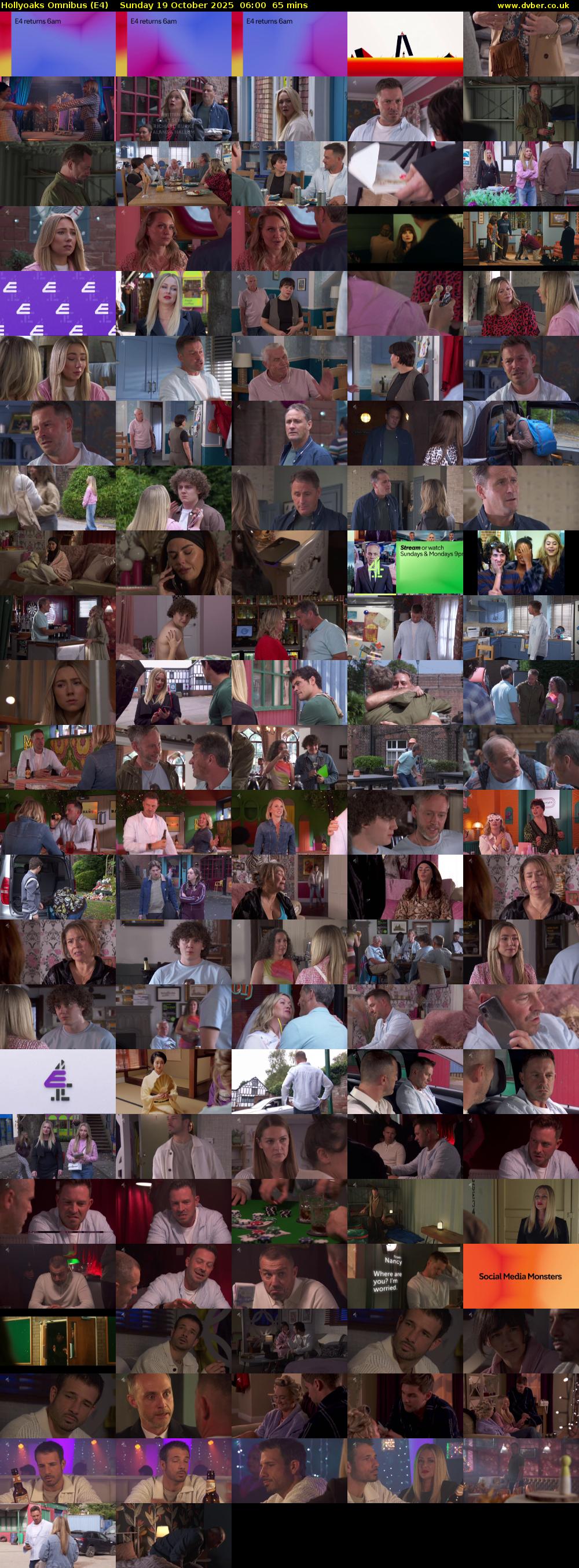 Hollyoaks Omnibus (E4) Sunday 19 October 2025 06:00 - 07:05