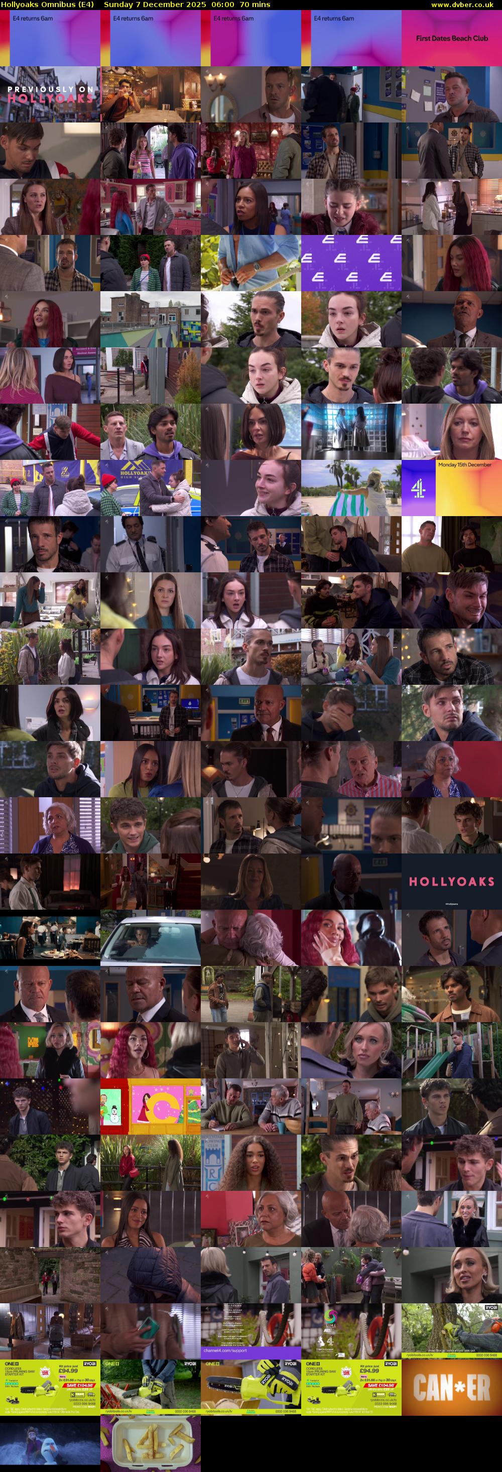 Hollyoaks Omnibus (E4) Sunday 7 December 2025 06:00 - 07:10