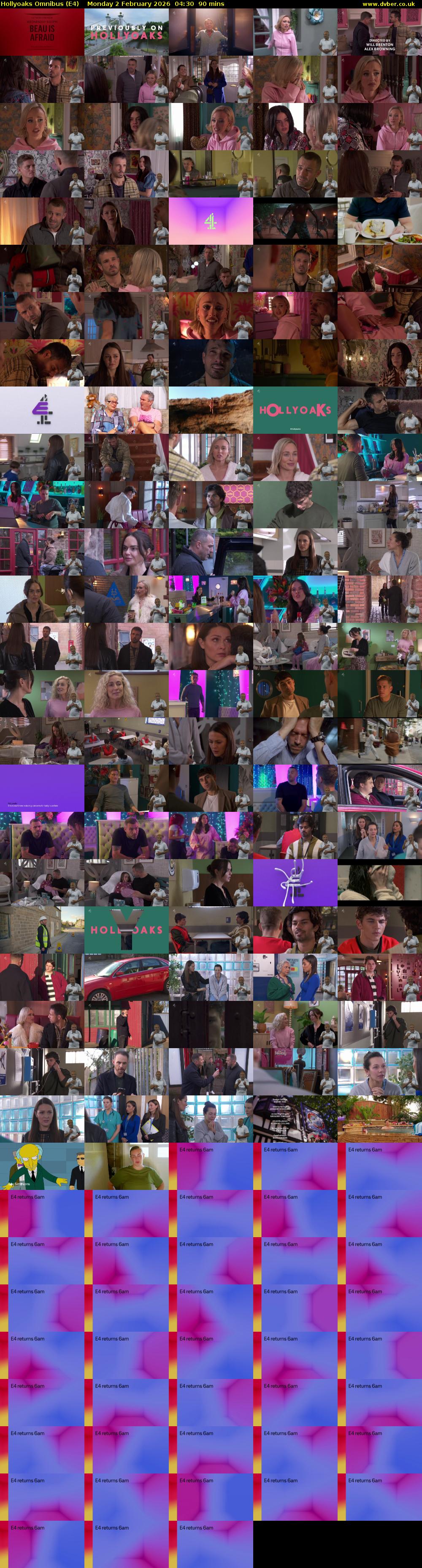 Hollyoaks Omnibus (E4) Monday 2 February 2026 04:30 - 06:00