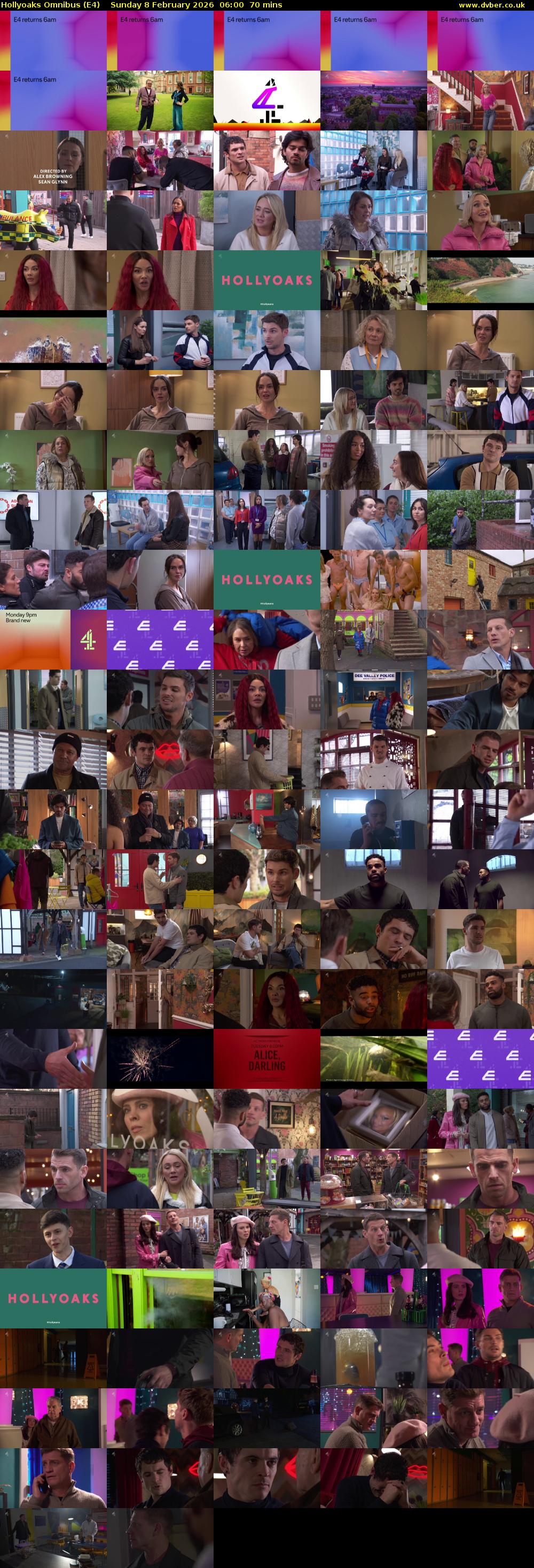 Hollyoaks Omnibus (E4) Sunday 8 February 2026 06:00 - 07:10