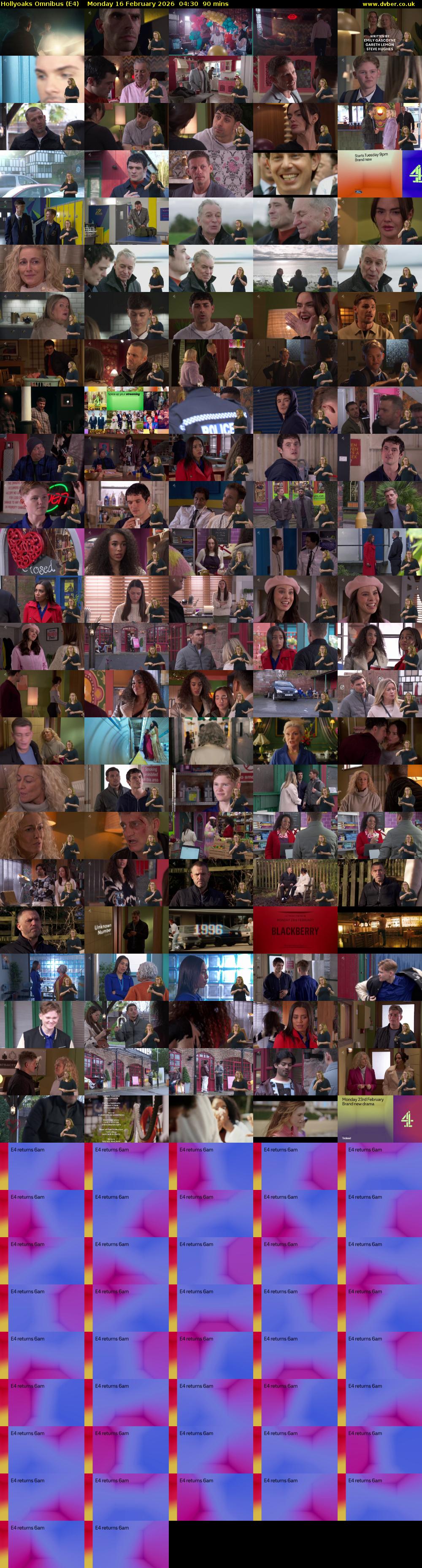Hollyoaks Omnibus (E4) Monday 16 February 2026 04:30 - 06:00