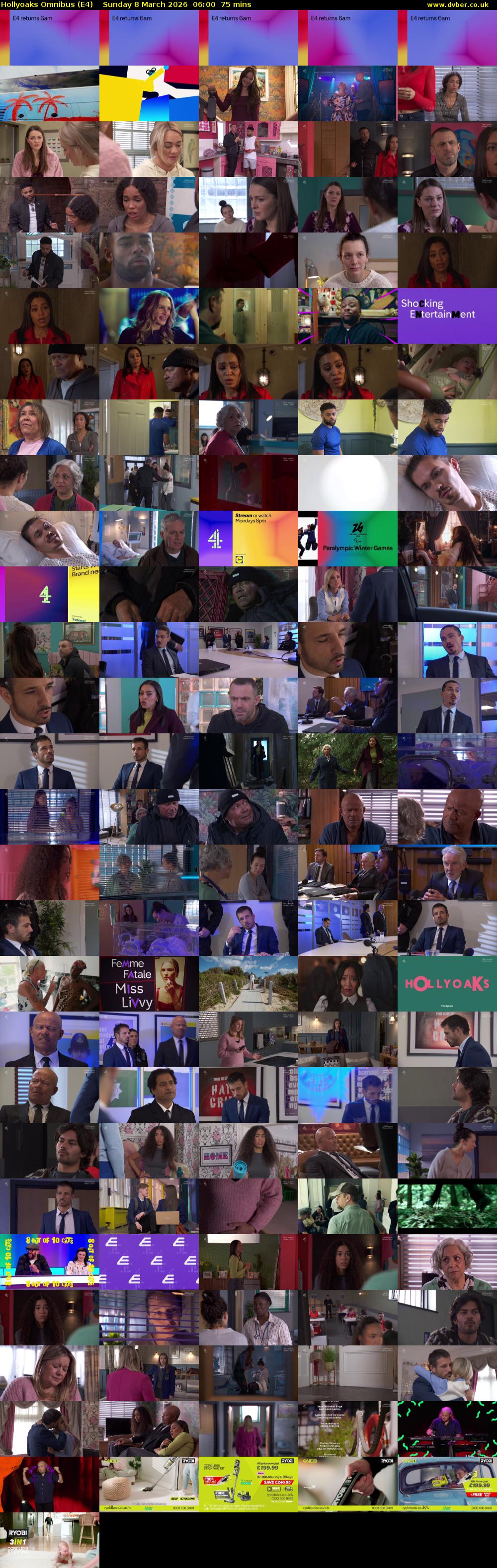 Hollyoaks Omnibus (E4) Sunday 8 March 2026 06:00 - 07:15