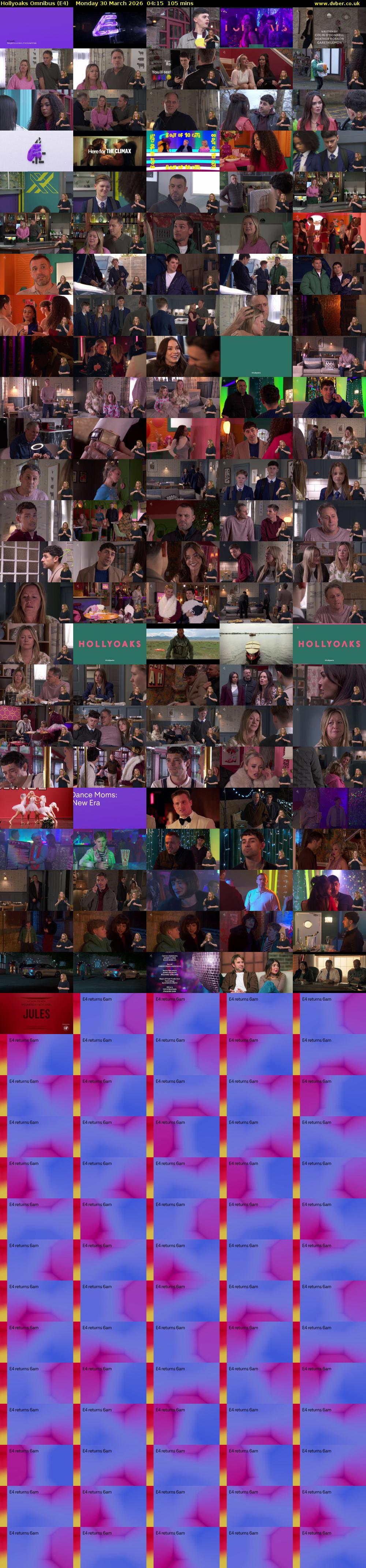 Hollyoaks Omnibus (E4) Monday 30 March 2026 04:15 - 06:00