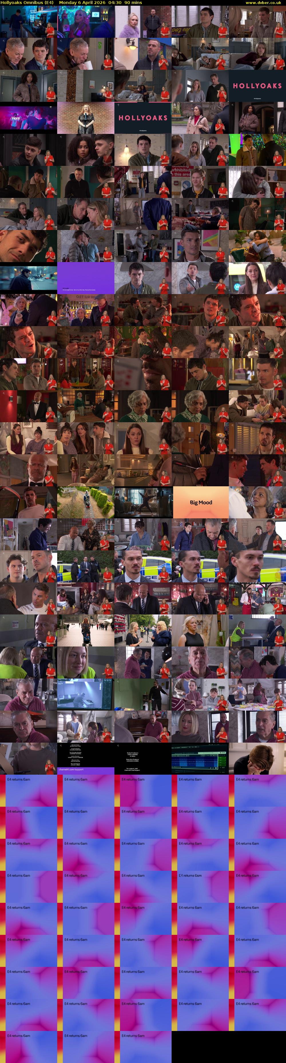 Hollyoaks Omnibus (E4) Monday 6 April 2026 04:30 - 06:00