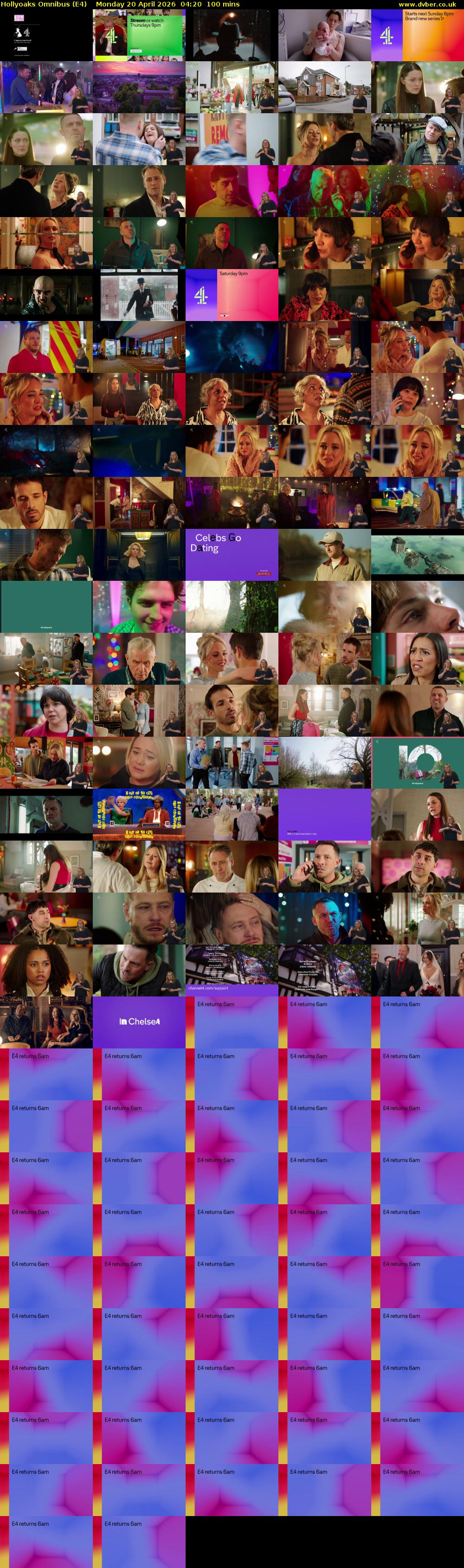 Hollyoaks Omnibus (E4) Monday 20 April 2026 04:20 - 06:00