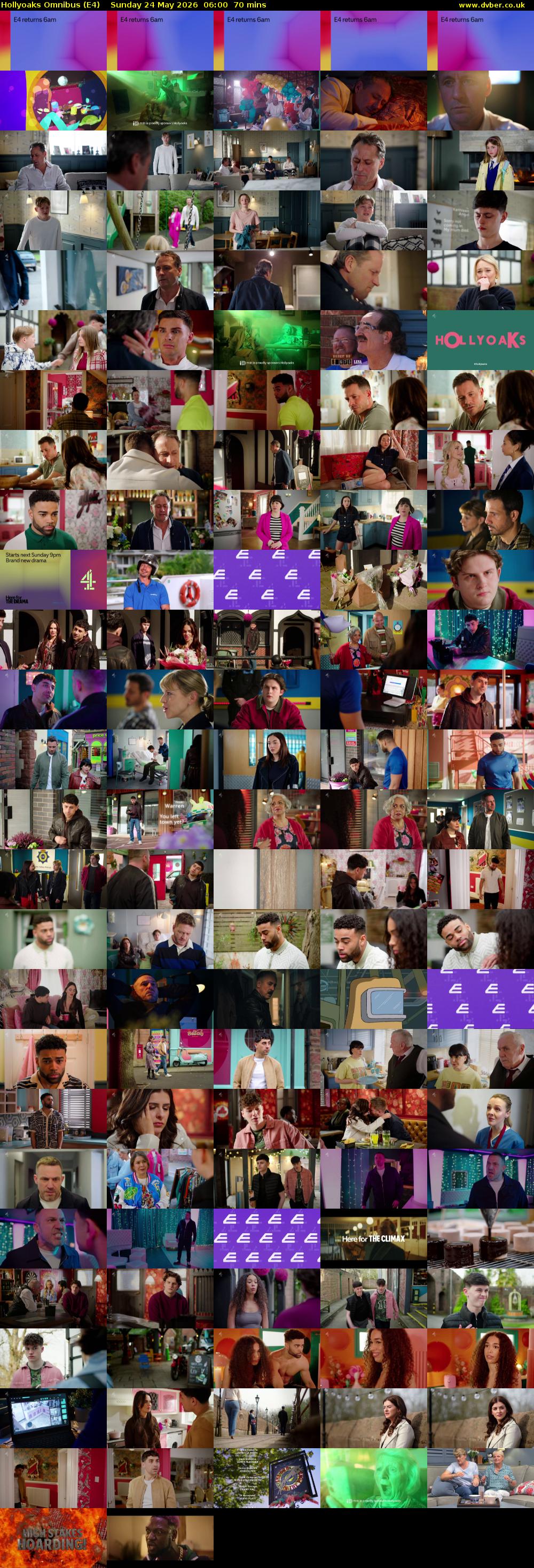 Hollyoaks Omnibus (E4) Sunday 24 May 2026 06:00 - 07:10