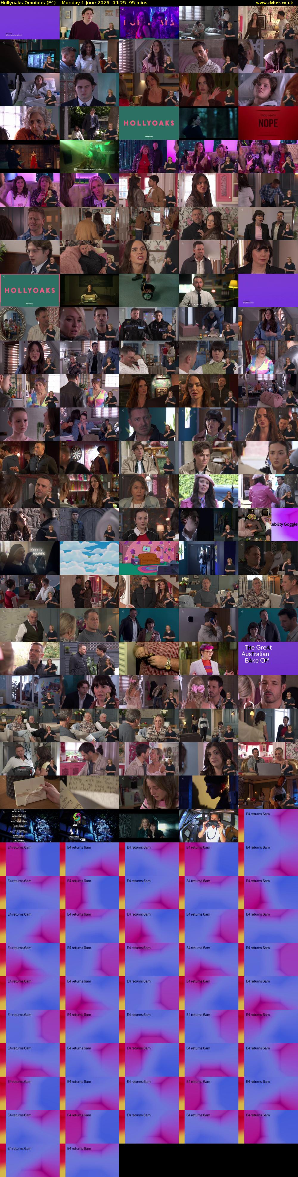 Hollyoaks Omnibus (E4) Monday 1 June 2026 04:25 - 06:00
