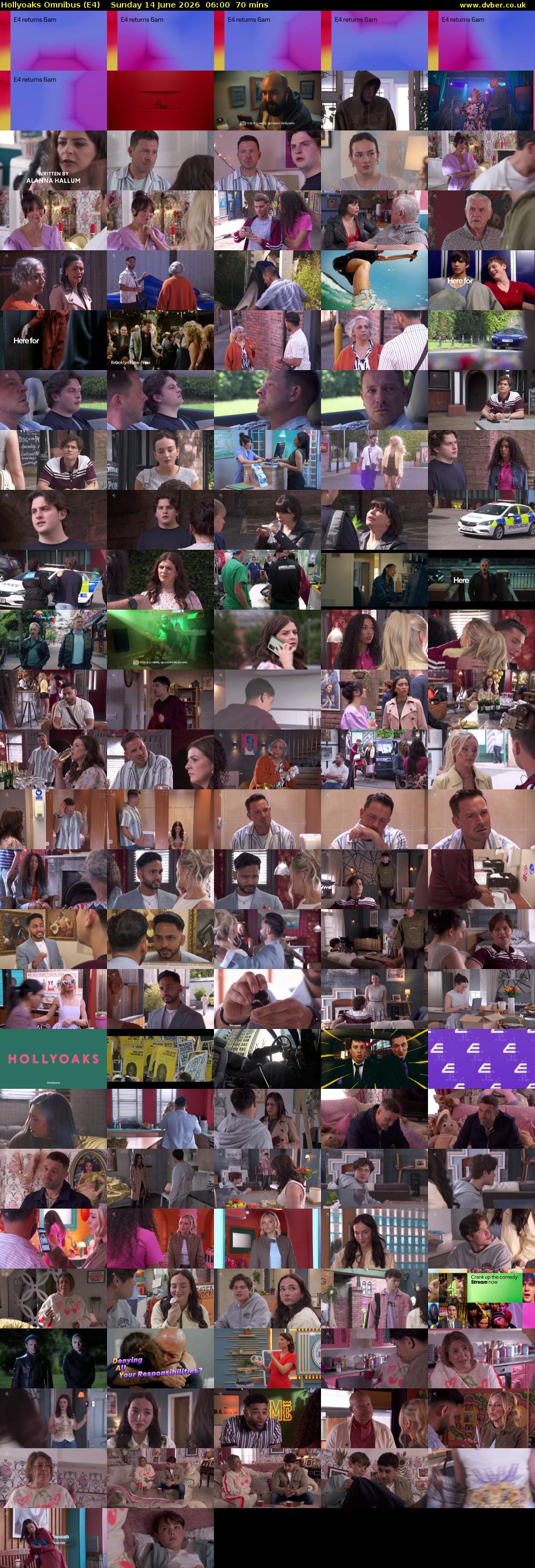 Hollyoaks Omnibus (E4) Sunday 14 June 2026 06:00 - 07:10