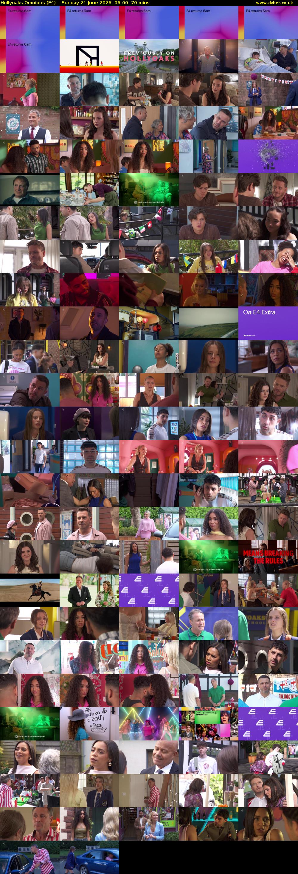 Hollyoaks Omnibus (E4) Sunday 21 June 2026 06:00 - 07:10