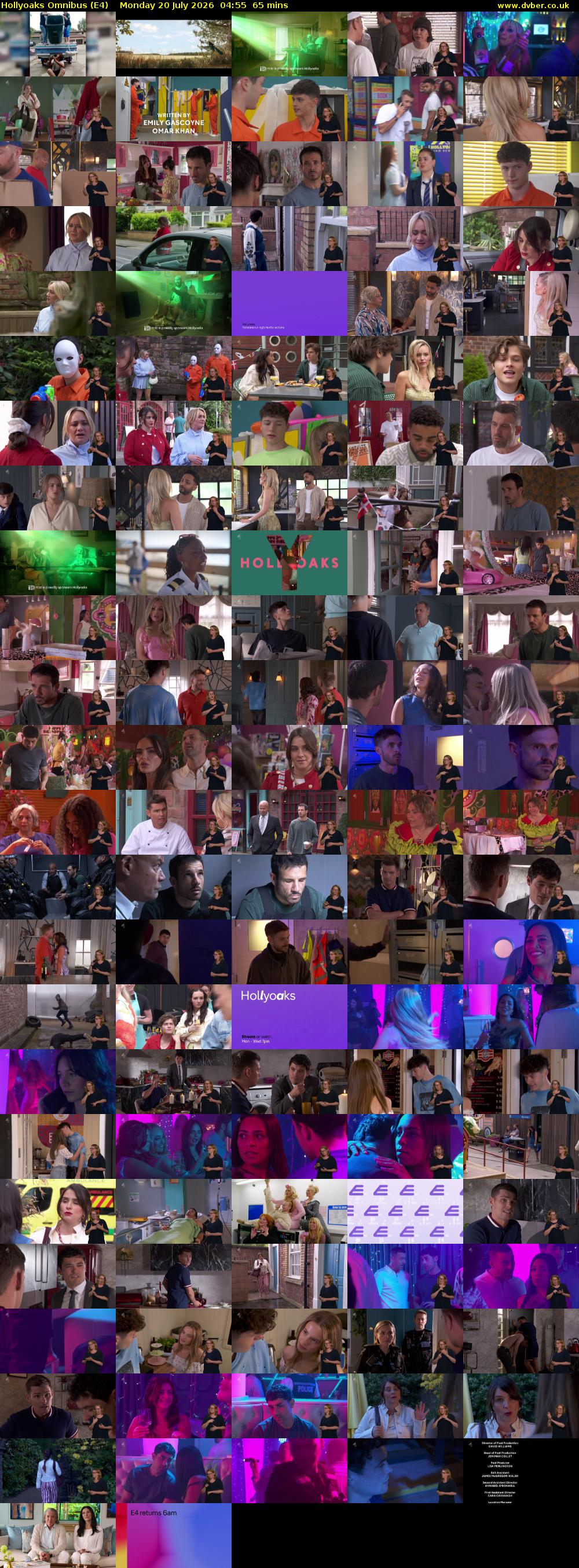 Hollyoaks Omnibus (E4) Monday 20 July 2026 04:55 - 06:00