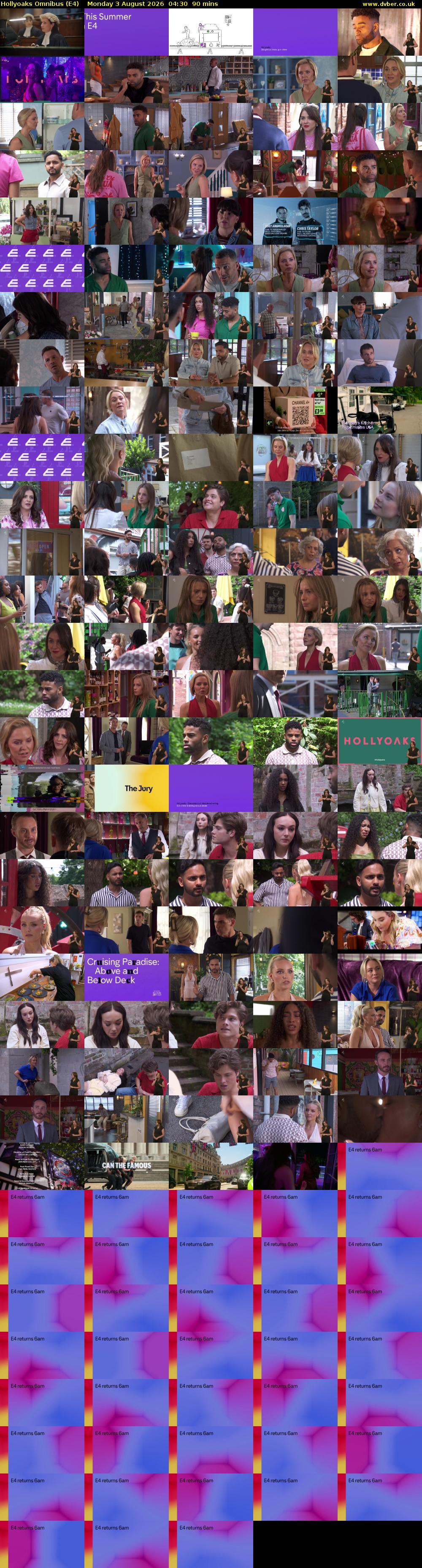 Hollyoaks Omnibus (E4) Monday 3 August 2026 04:30 - 06:00