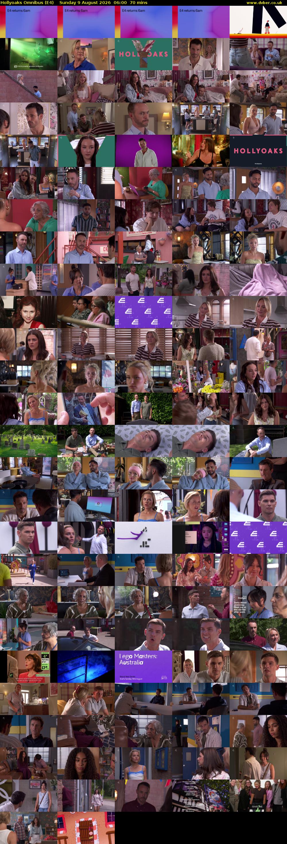 Hollyoaks Omnibus (E4) Sunday 9 August 2026 06:00 - 07:10