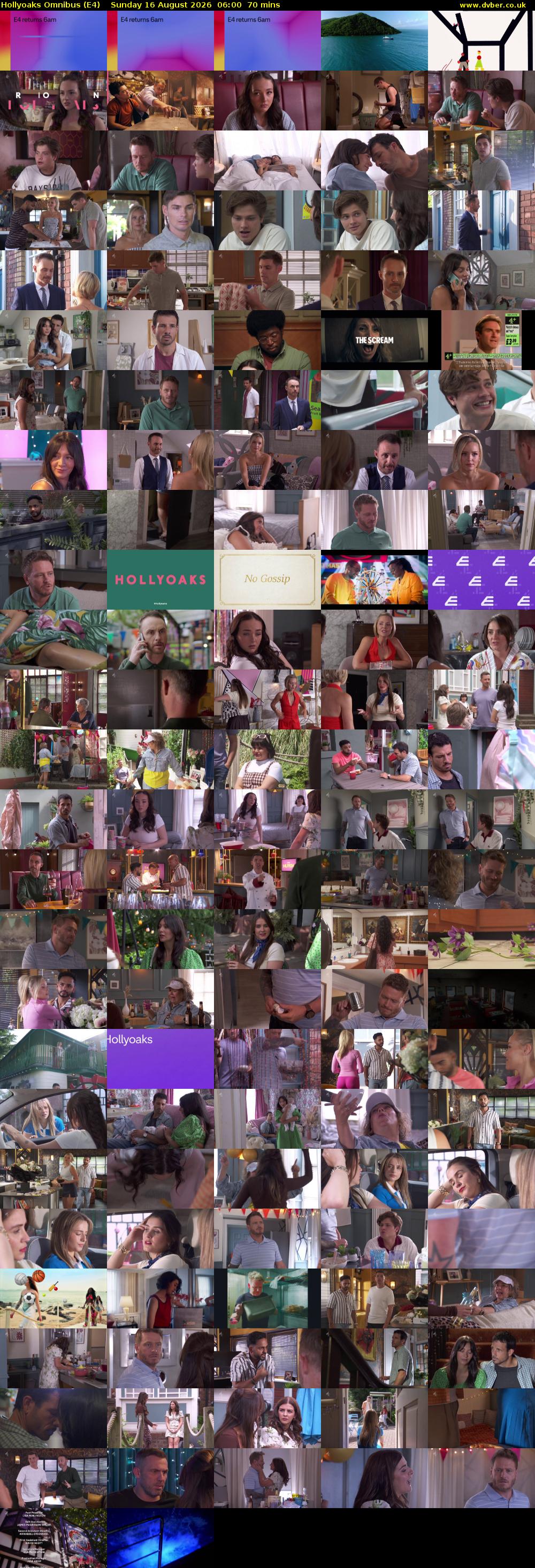 Hollyoaks Omnibus (E4) Sunday 16 August 2026 06:00 - 07:10