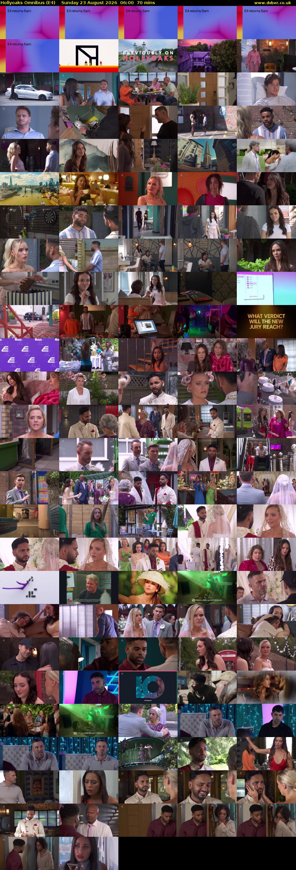 Hollyoaks Omnibus (E4) Sunday 23 August 2026 06:00 - 07:10