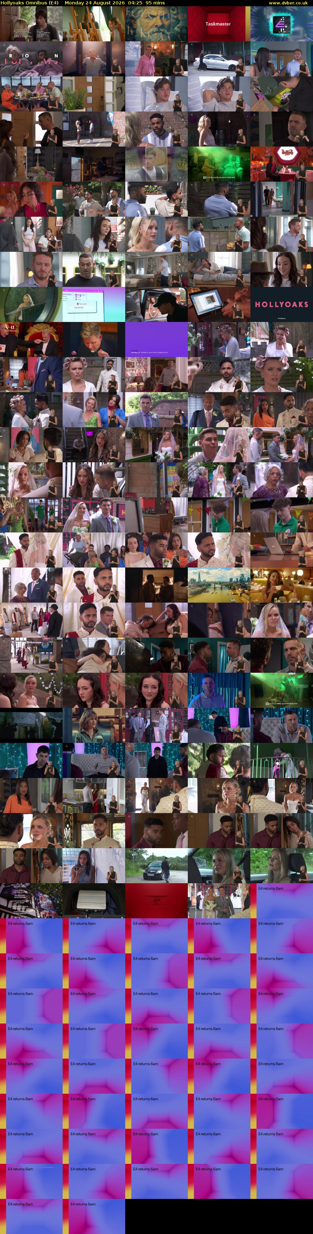 Hollyoaks Omnibus (E4) Monday 24 August 2026 04:25 - 06:00