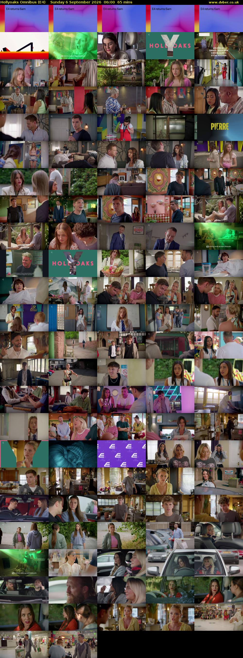 Hollyoaks Omnibus (E4) Sunday 6 September 2026 06:00 - 07:05