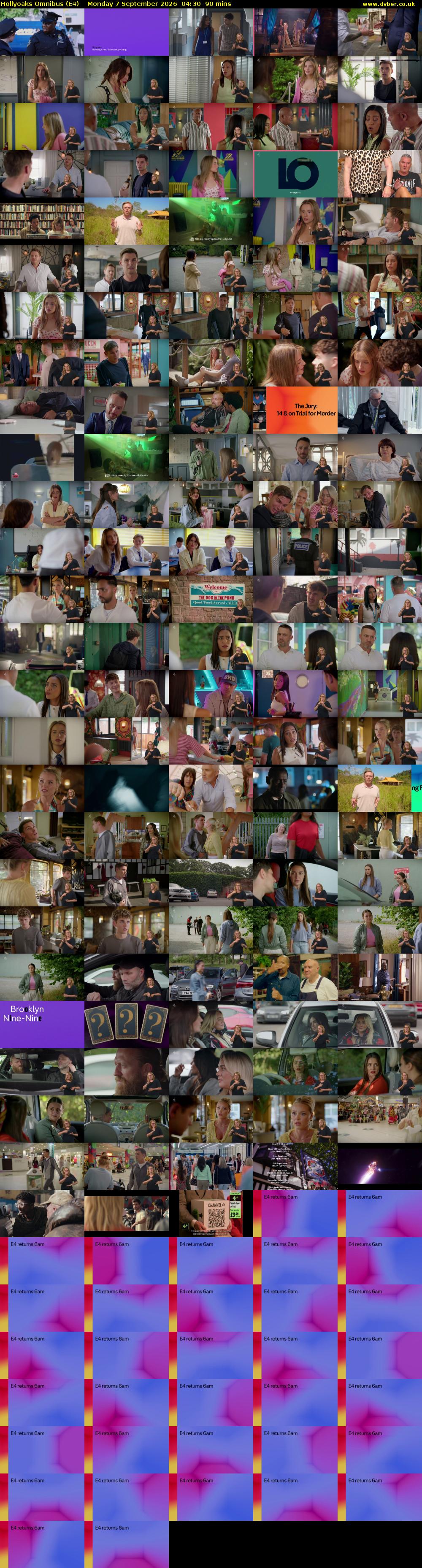 Hollyoaks Omnibus (E4) Monday 7 September 2026 04:30 - 06:00