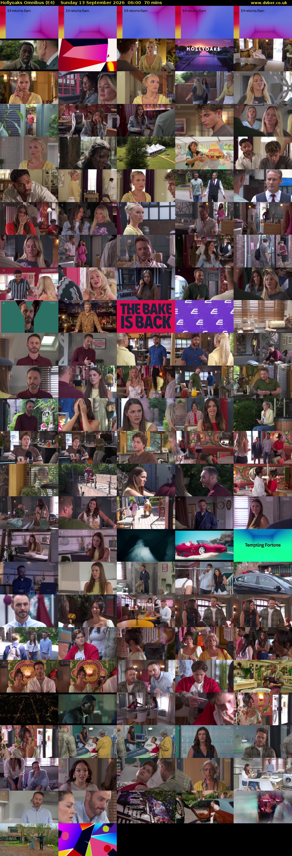 Hollyoaks Omnibus (E4) Sunday 13 September 2026 06:00 - 07:10