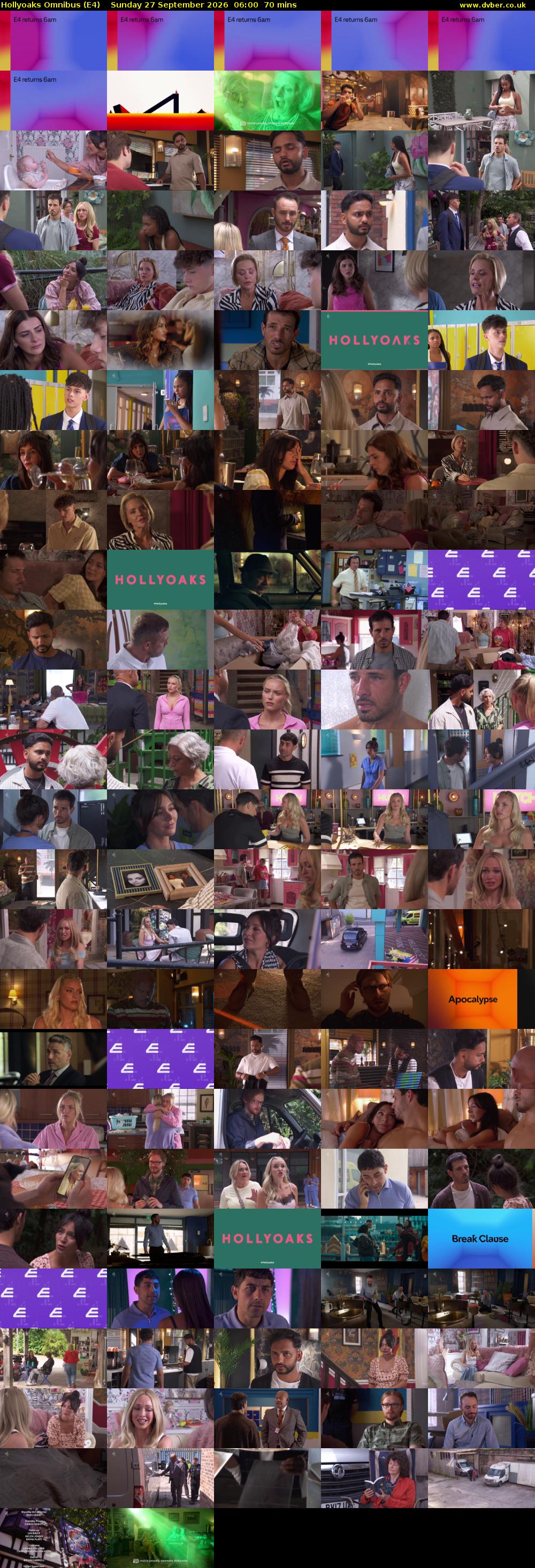 Hollyoaks Omnibus (E4) Sunday 27 September 2026 06:00 - 07:10