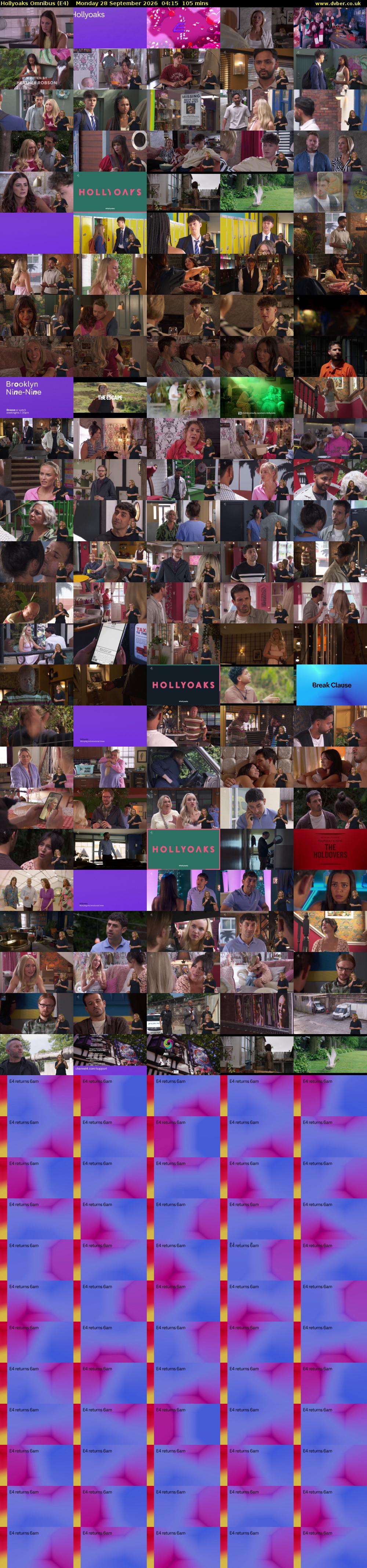 Hollyoaks Omnibus (E4) Monday 28 September 2026 04:15 - 06:00