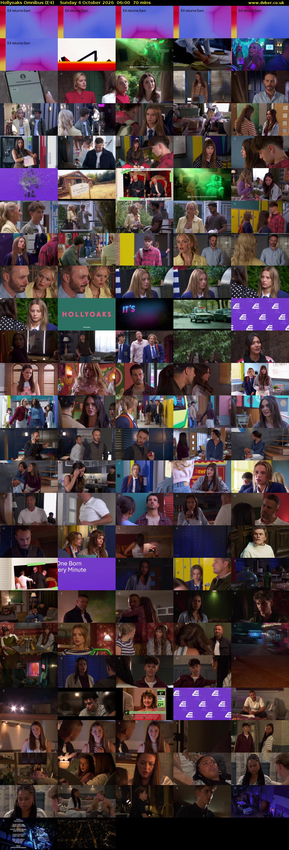 Hollyoaks Omnibus (E4) Sunday 4 October 2026 06:00 - 07:10