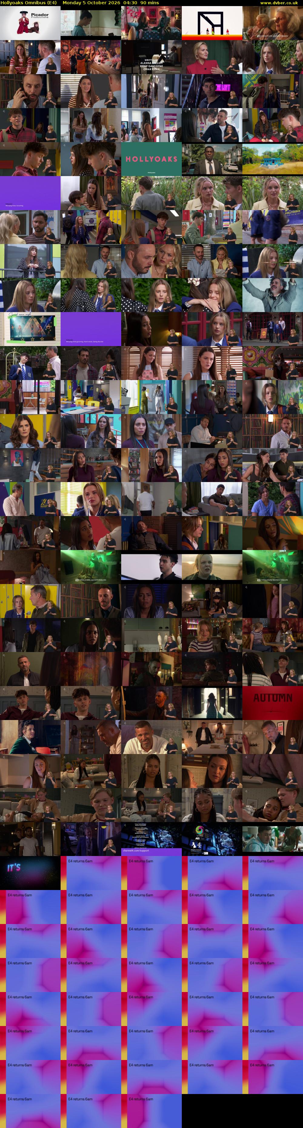 Hollyoaks Omnibus (E4) Monday 5 October 2026 04:30 - 06:00