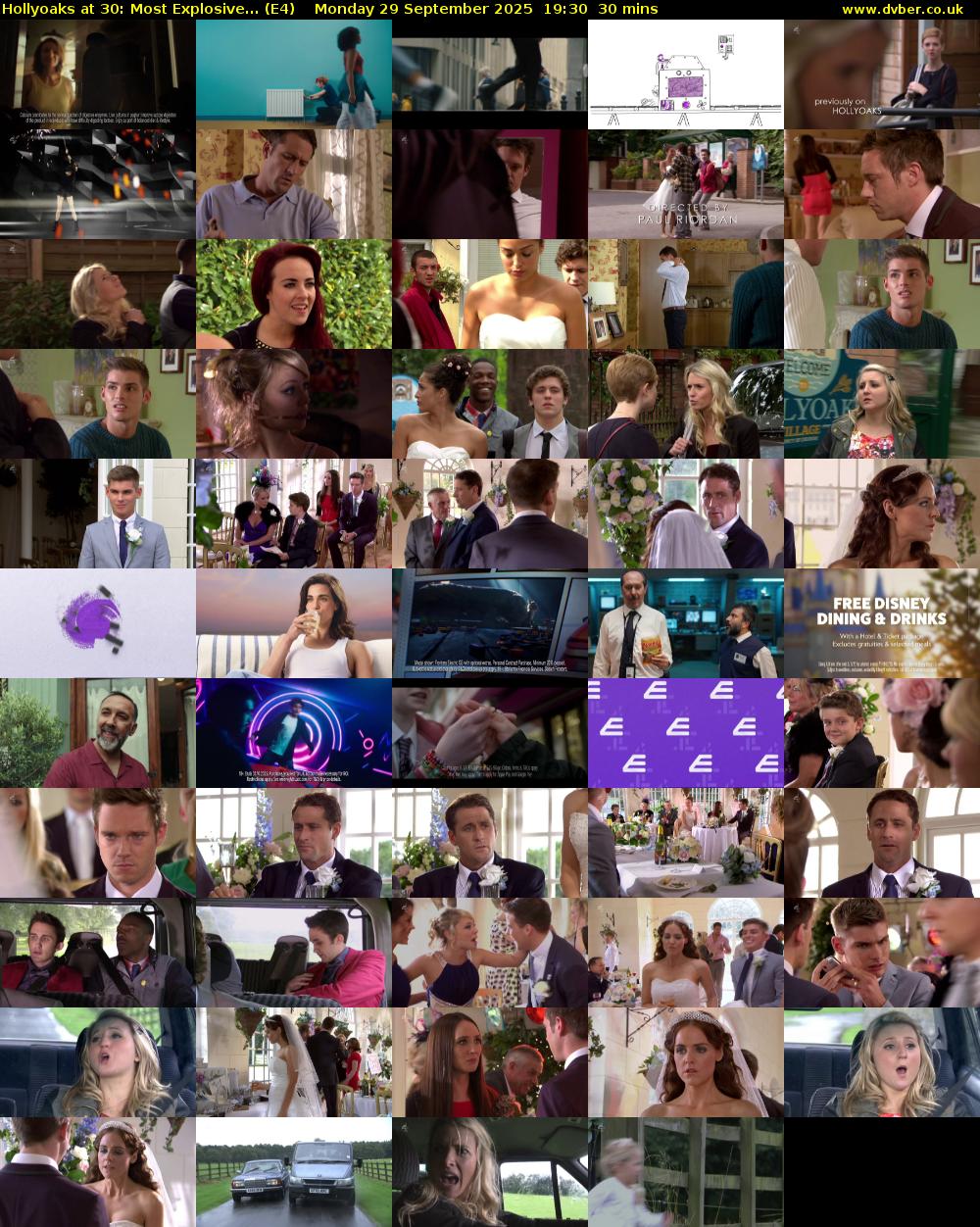Hollyoaks at 30: Most Explosive... (E4) Monday 29 September 2025 19:30 - 20:00