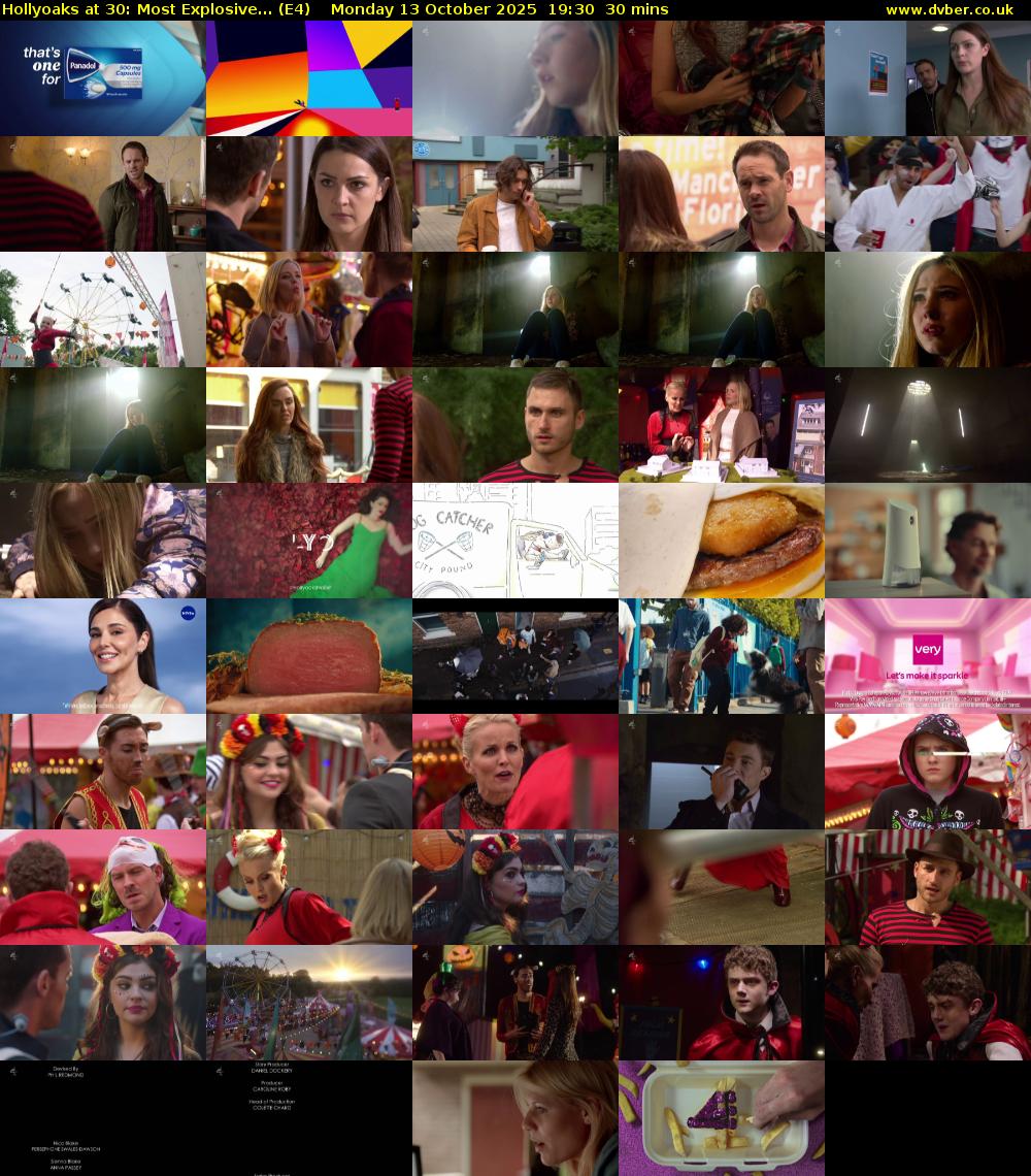 Hollyoaks at 30: Most Explosive... (E4) Monday 13 October 2025 19:30 - 20:00